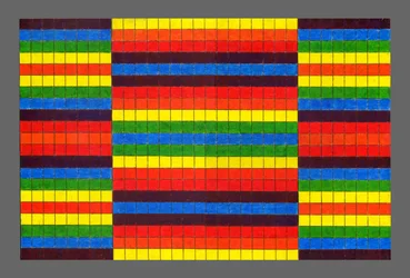 縞模様のトリプティク、2009（ボード上のアクリル）